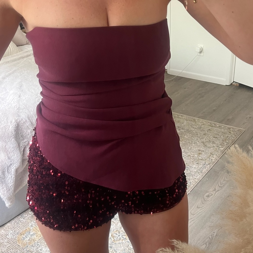 Wild Fable Burgundy Sequin Mini Shorts